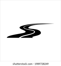 The Long and Winding Road. Road or Street Silhouette Illustration for Logo, Icon, Symbol, Pictogram, or Graphic Design Element. Vector Illustration