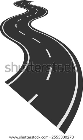 Long, winding road stretching into the distance, symbolizing journeys and adventures while inviting thoughts of travel and the unknown future waiting ahead