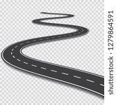 Long winding road. Transportation vector background
