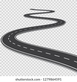 Long Winding Road. Transportation Vector Background