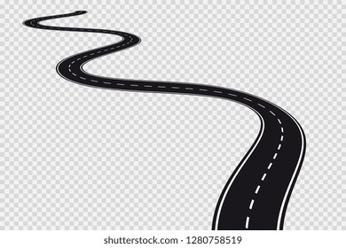 Long Winding Road. Transportation Vector Background