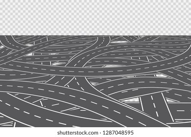 Long winding roads. Transportation vector background
