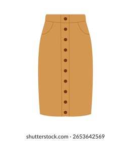 Long women's skirt. Hand-drawn illustration. Flat vector illustration isolated on a white background