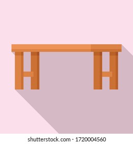 Long wood bench icon. Flat illustration of long wood bench vector icon for web design