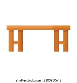 Long Wood Bench Icon. Flat Illustration Of Long Wood Bench Vector Icon Isolated On White Background