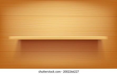 Long wood shelf on a wood wall