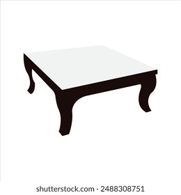 Mesa de madera larga aislada en blanco con trazado de recorte