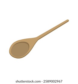 Long wooden spoon vector flat isolated