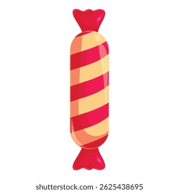 Long wrapped candy with red and yellow stripes is waiting to be eaten