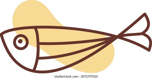 Long yellow fish, illustration, vector, on a white background.