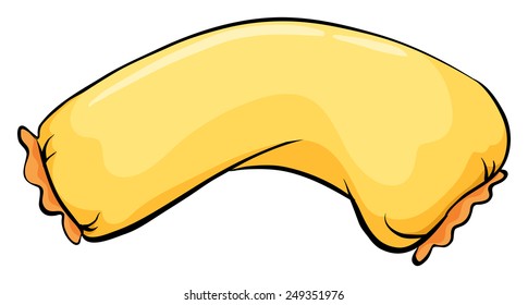 A long yellow pillow on a white background