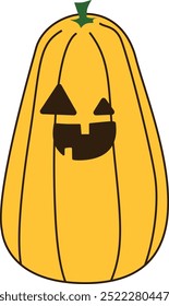 long yellow pumpkin with smile face on halloween