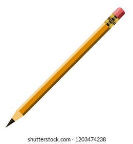 Long yellow wooden pencil