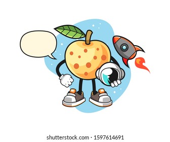 Longan astronaut with speech bubble cartoon. Mascot Character vector.