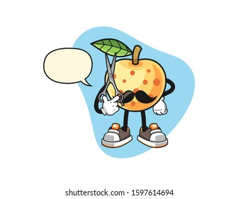 Longan barber with speech bubble cartoon. Mascot Character vector.