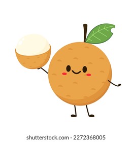 Longan cartoon vector. Summer tropical fruits for healthy lifestyle. Longan fruit. Vector illustration cartoon flat icon isolated on white.