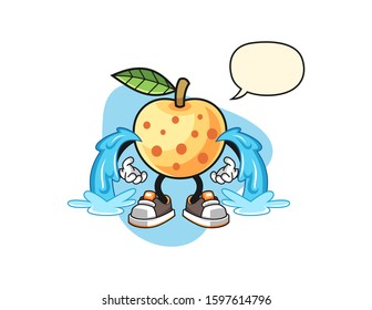 Longan cry with speech bubble cartoon. Mascot Character vector.