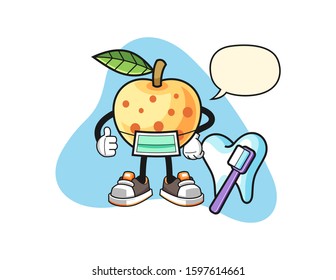 Longan dentist with speech bubble cartoon. Mascot Character vector.