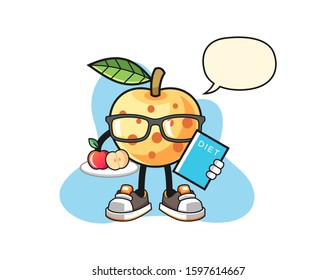 Longan dietitian with speech bubble cartoon. Mascot Character vector.