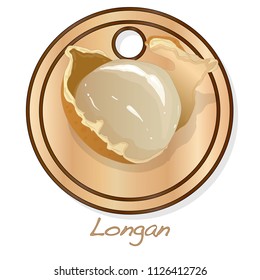 Longan, Dimocarpus longan.  Vector illustration of longan berry on the plate.