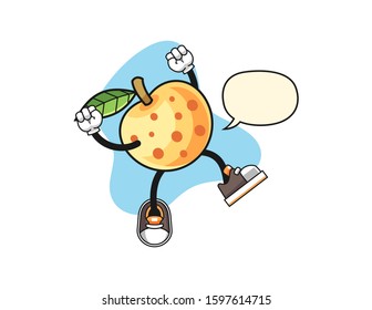 Longan excited with speech bubble cartoon. Mascot Character vector.