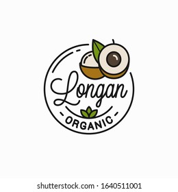 Longan fruit logo. Round linear logo of longan slice on white background