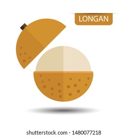 Longan, fruit on white background. Flat design style. vector illustration.