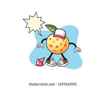 Longan with ice cream fall with speech bubble cartoon. Mascot Character vector.