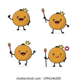 Longan king. fruit cartoon illustration isolated on a white background.
