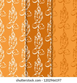 longan, pitahaya tropical fruits seamless pattern