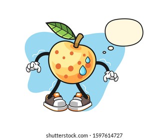 Longan scare with thought bubble cartoon. Mascot Character vector.