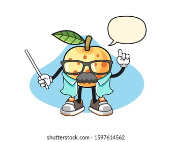 Longan scientist professor with speech bubble cartoon. Mascot Character vector.