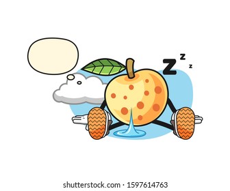 Longan sleep with thought bubble cartoon. Mascot Character vector.