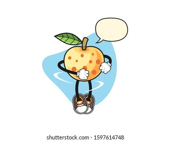 Longan spinning with speech bubble cartoon. Mascot Character vector.