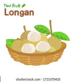 Longan Thai Fruit on White Background Vector
