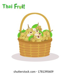 Fruta tailandesa longanesa sobre el vector de fondo blanco