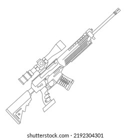 long-barreled gun line art vector.