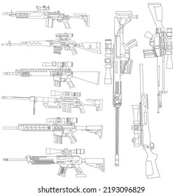 long-barreled gun vector image for coloring book.