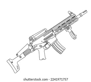 vector de arte de línea de armas de cañón largo 