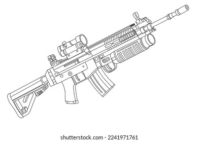 vector de arte de línea de armas de cañón largo 