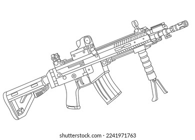 vector de arte de línea de armas de cañón largo 