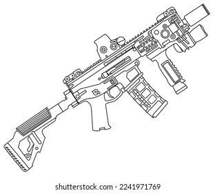 vector de arte de línea de armas de cañón largo 
