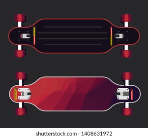 Longboard with color decals and stickers 