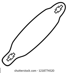 Longboard deck. Drop-Through Directional Cutaway. Vector flat outline icon illustration isolated on white background.
