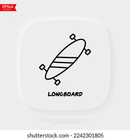 Longboard doodle icon. Skateboard. Vector illustration.