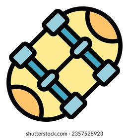 Longboard equipment icon outline vector. Skate board. Sport retro color flat