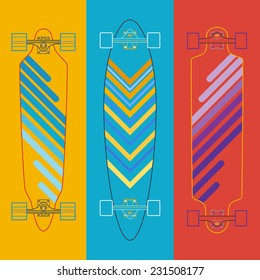 Longboard icon flat.Vector colorful illustration