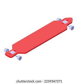 Longboard icon isometric vector. Retro board. Wheel skate