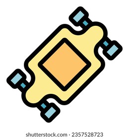 Longboard icon outline vector. Skate board. Wheel deck color flat