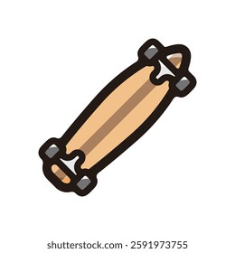 Longboard illustration icon.Simple vector outline, clipart for graphic design.